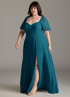 Azazie Chloe Bridesmaid Dresses Ink Blue A-Line Sweetheart Neckline Chiffon Dress image11