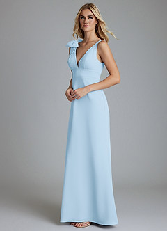 Azazie Taro Bridesmaid Dresses Sky Blue Sheath Bow Chiffon Dress image5
