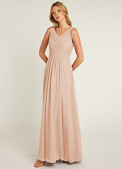 Azazie Pierrette Abiti da Damigella Abito A-Line in Chiffon Plissettato Rosa Inglese image3