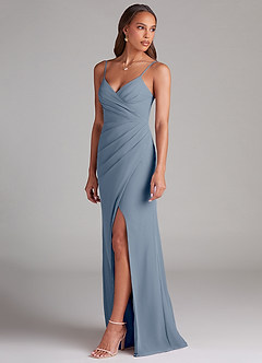 Azazie Maci Bridesmaid Dresses Twilight Sheath Pleated Chiffon Dress image3