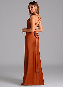 Azazie Hati Brudtärnklänningar Klä av Sjöjungfru i Stretch Satin Bränd Apelsin image6