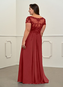 Azazie Dunja Mother of the Bride Dresses Rust A-Line V-Neck Lace Chiffon Dress image8