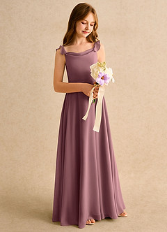 Azazie Puppy Girls Formal Flower Girl Dresses Amethyst A-Line Pleated Chiffon Dress image1