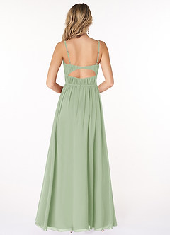 Azazie Yanelie Bridesmaid Dresses Dusty Sage A-Line Scoop Pleated Chiffon Dress image4