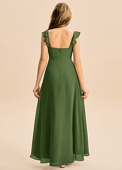 Azazie Mavie Junior A-Line Ruchede Chiffon Gulv-længde Junior brudepige Kjole image2