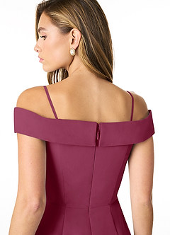 Azazie Lecia Vestidos de damas de honor Vestido de Mora de Gasa de Imperio Convertible con Plisado fuera del hombro image5