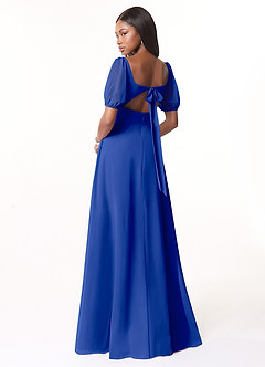 Azazie Alani Bridesmaid Dresses Royal Blue A-Line Square Neckline Chiffon Dress image2