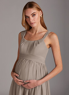 Azazie Melanie Final Sale Empire Pleated Mesh Floor-Length Dress image5