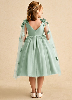 Azazie Staria Blumenmädchenkleider Ballkleid Gestreift Tüll Kleid Agave image2