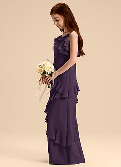 Azazie Evara Junior Plum A-Line Chiffon Dress image5