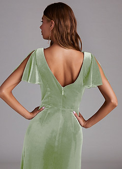 Azazie Soren Bridesmaid Dresses Dusty Sage A-Line Velvet Dress image2