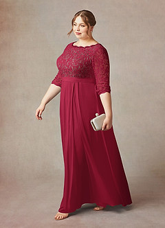 Azazie Lucianna Mother of the Bride Dresses Burgundy Taupe A-Line Lace Dress image10