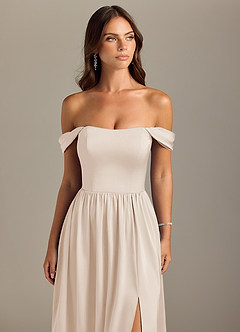 Azazie Calianna Bridesmaid Dresses White Alabaster A-Line Off the Shoulder Stretch Satin Convertible Dress image4