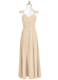 Azazie Emily Junior Champagne A-Line Ruched Chiffon Dress image5