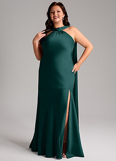 Azazie Kinsley Brautjungfernkleider Meerjungfrau-Linie Seitliche Cut-Outs Stretch-Satin Kleid Kiefer image11