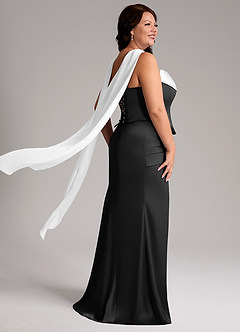 Azazie Sorrel Bridesmaid Dresses Ivory Black Mermaid Strapless Stretch Satin Convertible Dress image8