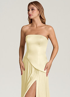 Azazie Tierney 신부 들러리 드레스 A라인 스트랩리스 쉬폰 바닥 길이 드레스 image2