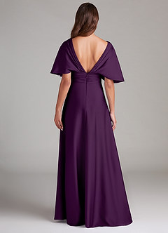 Azazie Pamela Robes de demoiselle d'honneur Robe Trapèze en Satin extensible Plissée Grain De Raisin image2