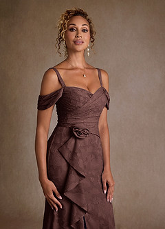 Azazie Irene Abiti per la Madre della Sposa Abito A-Line in Burnout Floreale a Spalla Scoperta Espresso image6