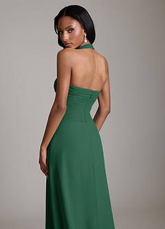 Azazie Clarisa Bridesmaid Dresses Dark Green A-Line Pleated Chiffon Dress image4