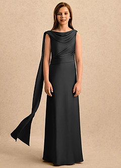 Azazie Sanah Girls Formal Flower Girl Klänningar Klänning A-Line i Stretch Satin Plisserad image4