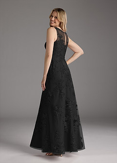 Azazie Whilhelmina vestidos de madre de la novia Vestido de Negro de Gasa de Sirena con Encaje image7