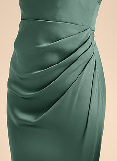 Azazie Renna Junior Vestido de Eucalipto de Satén Elástico de Corte En A con Plisado image7