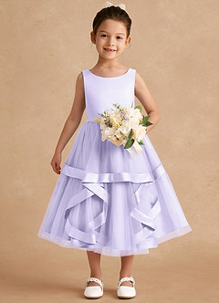 Azazie Posy Flower Girl Dresses Lilac A-Line Beaded Tulle Dress image4