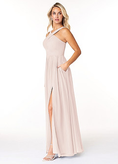 Azazie Elvira Bridesmaid Dresses Rose Petal A-Line Pleated Chiffon Dress image5