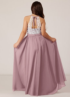 Azazie Fahari A-Line Lace Chiffon Floor-Length Junior Bridesmaid Dress image2
