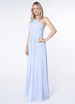 Azazie Kaleigh Bridesmaid Dresses Ice A-Line Pleated Chiffon Dress image3
