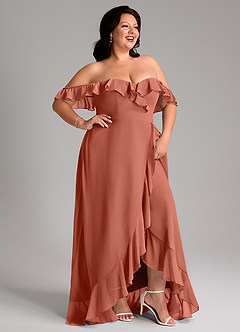 Azazie Lyra Bridesmaid Dresses Clay A-Line Chiffon Convertible Dress image14
