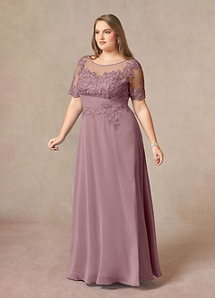 Azazie Raissa Mother of the Bride Dresses Dusty Rose A-Line Lace Chiffon Dress image11