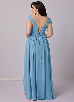 Barbie ♥ Azazie Bridesmaid Dresses Steel Blue A-Line Corset Chiffon Dress image9