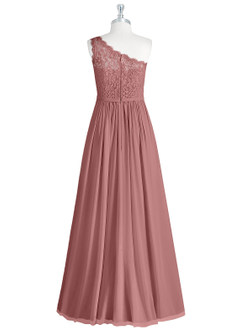 Azazie Demi Bridesmaid Dresses Desert Rose A-Line One Shoulder Chiffon Dress image8