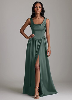 Azazie Novi Brautjungfernkleider A-Linie mit Taschen Stretch-Satin Kleid Seemoos image1