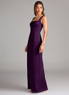Azazie Flori Brautjungfernkleider Etui Seitliche Cut-Outs Stretch-Satin Kleid Traube image4