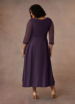 Azazie Maritza Mère de la mariée Robes Robe Trapèze en Mat Satiné Plissée Prune image9