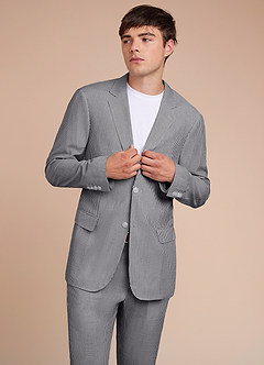 front Gavin Grey Striped Seersucker Suit Jacket