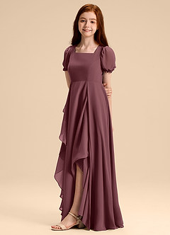 Azazie Priya Junior Robe Trapèze en Mousseline de soie Blouson Sangria image4