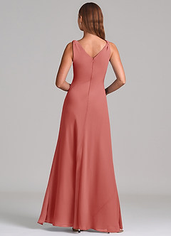 Azazie Nerine Brautjungfernkleider A-Linie Plissee Chiffon Kleid Antike Rose image5