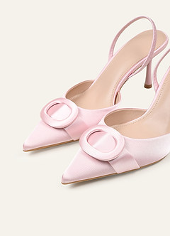 front Slingback-pumps med stilett och satinspänne