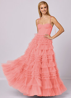 Barbie ♥ Azazie Bridesmaid Dresses Coral A-Line Sweetheart Neckline Tulle Dress image1