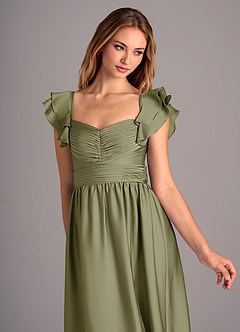 Azazie Anaya Final Sale Dusty Blue A-Line Sweetheart Neckline Stretch Satin Convertible Dress image6