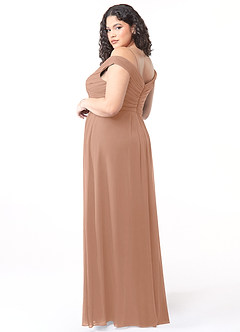 Azazie Audrianna Bridesmaid Dresses Champagne Rose A-Line Off-The-Shoulder Gathered Chiffon Convertible Dress image10