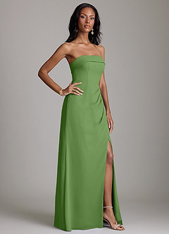 Azazie Aretha Bridesmaid Dresses Basil A-Line Strapless Chiffon Dress image5