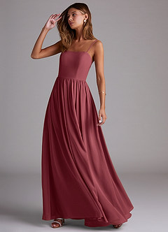 Azazie Calianna Bridesmaid Dresses Merlot A-Line Off the Shoulder Chiffon Convertible Dress image3