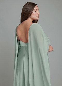 Azazie Stefania Bridesmaid Dresses Agave A-Line Stretch Satin Dress image15