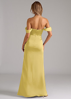 Azazie Johana Robes de demoiselle d'honneur Robe Sirène Convertible en Satin extensible Épaule décolletée Canari image4