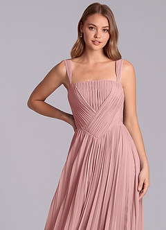 Azazie Mina Jurken voor bruidsmeisjes Jurk van Chiffon met A-Lijn Geplooid Stoffige Roos image2